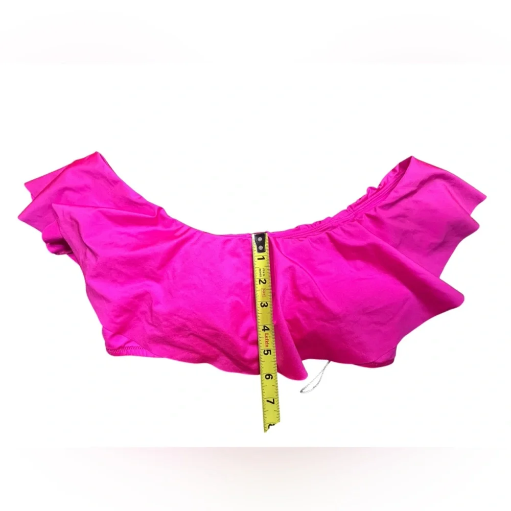 TRINA TURK pink Monaco Off-The-Shoulder Ruffle Bandeau Bikini Swim Top sz 6 NWOT - Picture 6 of 10